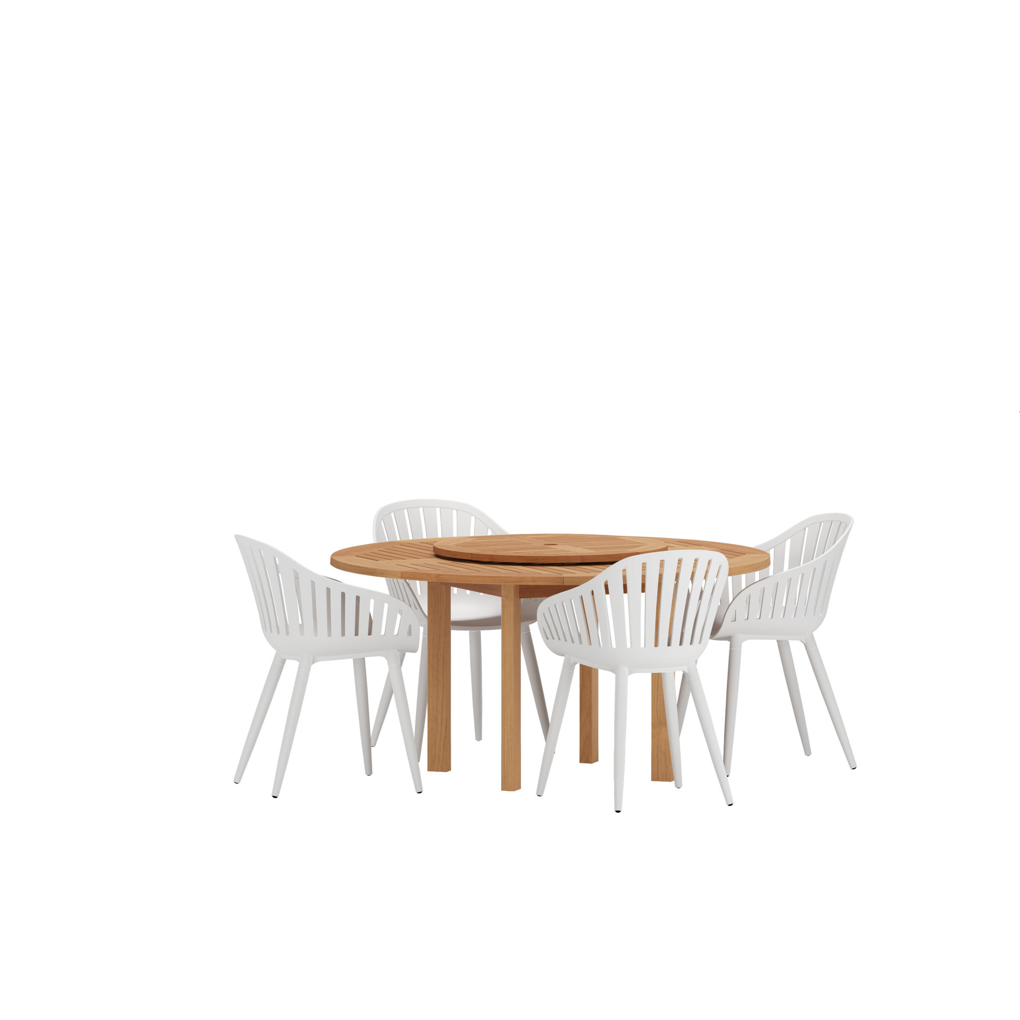 Anautica 59'' Round 4 - Person Outdoor Dining Set, White
