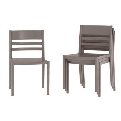 Commercial All-Weather Resin Stack Chair With Slatted Backrest by George Oliver
