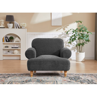 41.75" Oversized Modern Upholstered Accent Chair with Recessed Arms Solid Wood Legs for Living Room