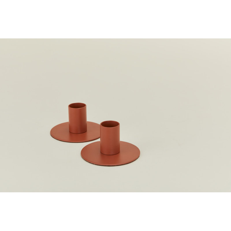 Essential 1.5'' H Stainless Steel Tabletop Candlestick, Terracotta
