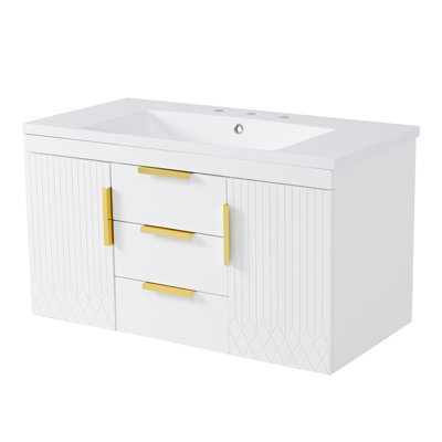 Armoire de rangement flottante avec 2 tiroirs