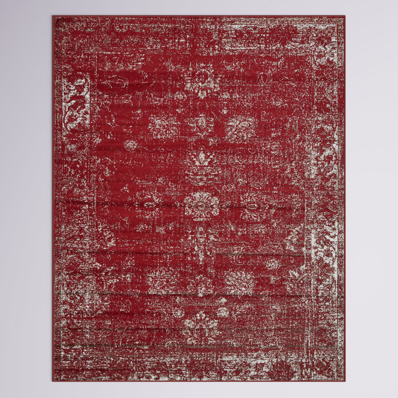 Tapis floral bourgogne Brandt, Rectangulaire 7 pi 1 po x 10 pi