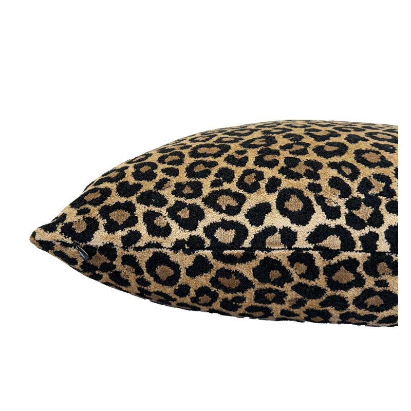 Housse de coussin en velours Leopard, Carré 20 po, Imprimé animal noir