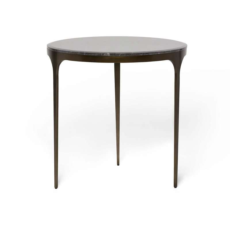 Camilla Marble End Table, Terra Brown, 26" H x 26" W x 26" D, Antique Bronze