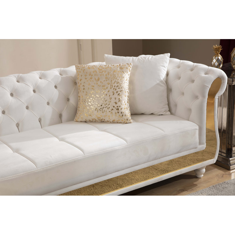 Canapé en velours de gauche de 109 po Dikshant, Velours beige