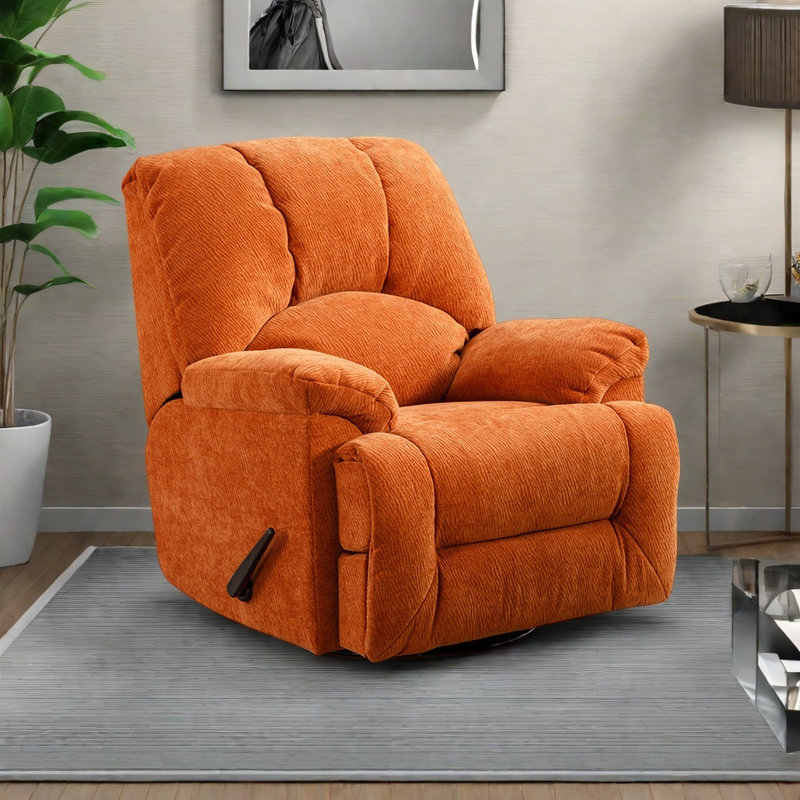 Fauteuil inclinable à bras larges Luxury-Style, Chenille orange