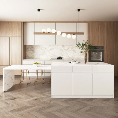 81"-106" Expandable Kitchen Island with Manufactured Wood Top - Adjustable Storage Cabinet for Modern Farmhouse & Open-Concept Kitchens