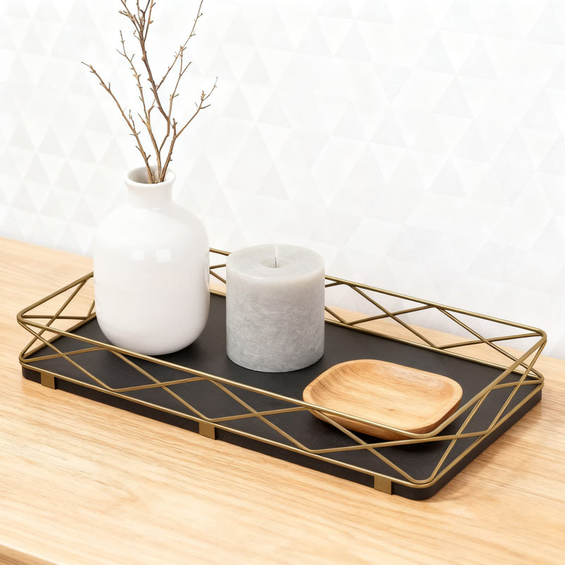 Bathroom Countertop Organizer Tray, Toilet Tank Storage Basket With Diamond Design For Toilet Paper, Soap Dispenser And Bathroom Essentials