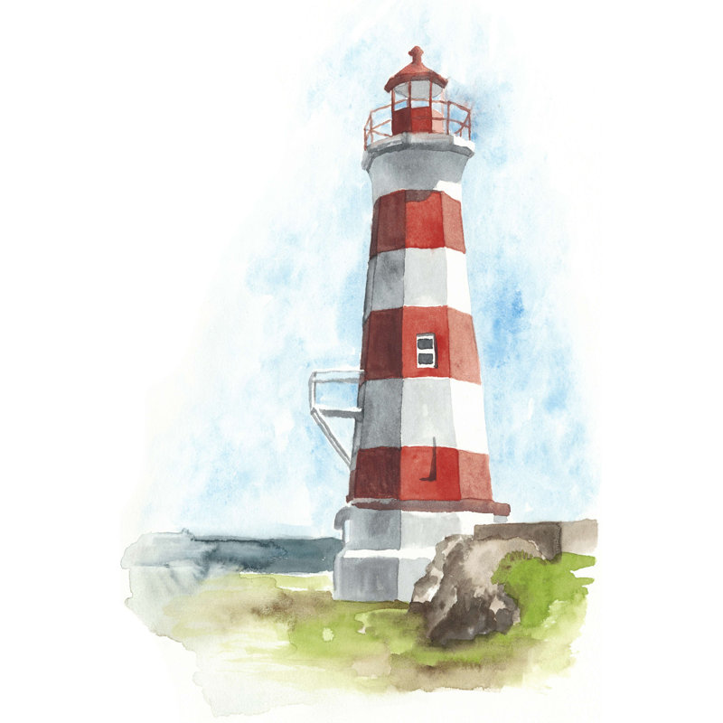 «Watercolor Lighthouse I» par Naomi Mccavitt, reproduction sur toile tendue, H 12 po x l 8 po