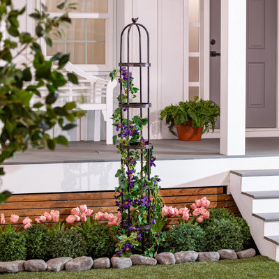 7 ft. Powder-Coated Steel Garden Obelisk Trellis