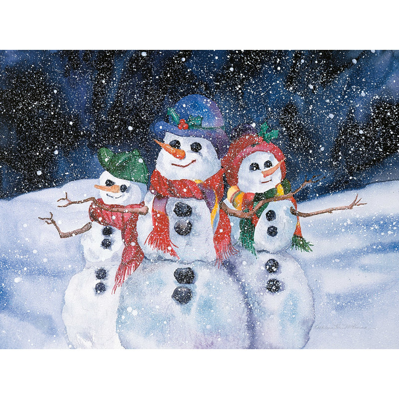 «Snowmen» par Kathleen Parr Mckenna - impression sur toile tendue, L 16 po x H 12 po