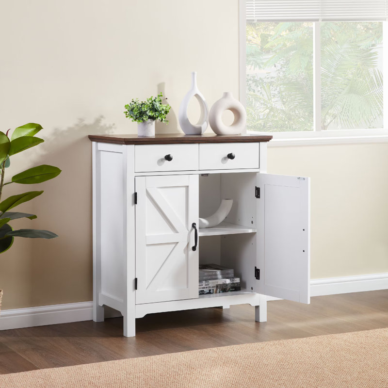 Buffet blanc avec 2 portes, buffet moderne avec rangement