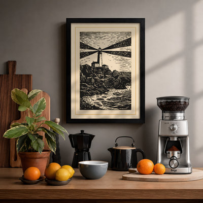 Lighthouse Beacon Coastal - Framed Print