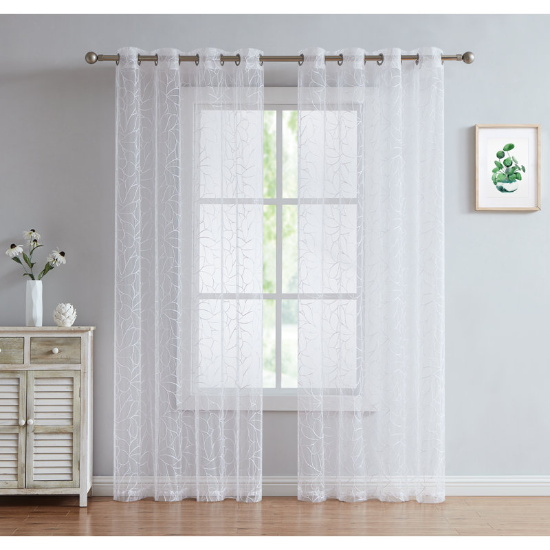 Sheer Curtain Pair, 54" W x 63" L, White