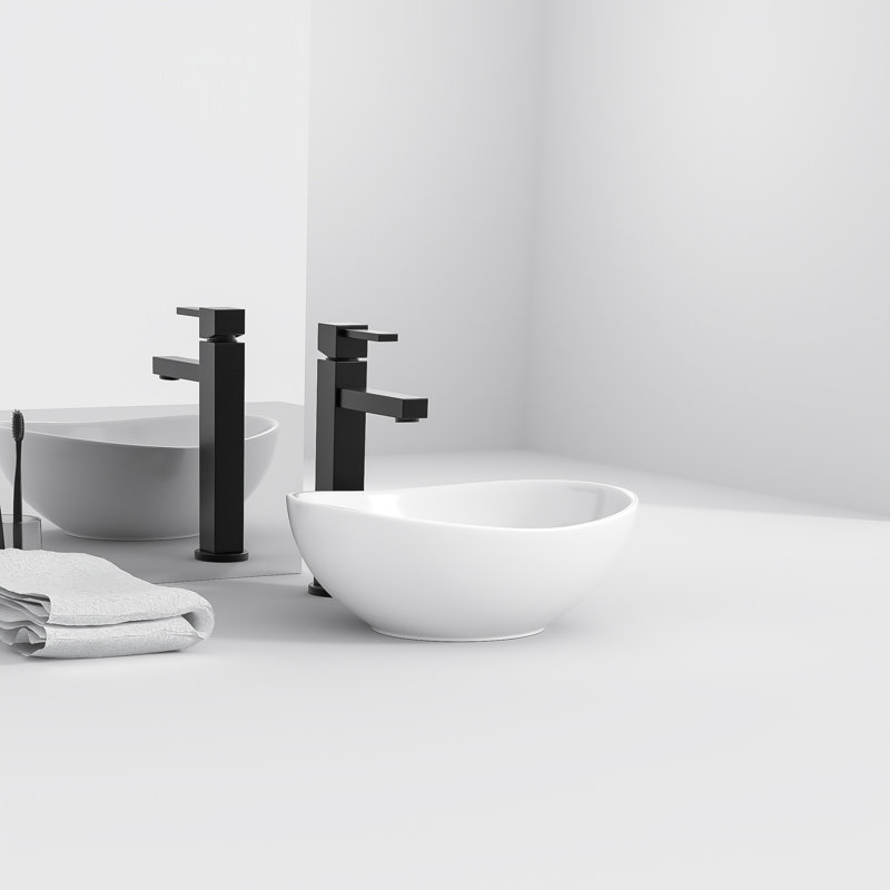 PLUSTEEL 13'' Ceramic Circular Bathroom Sink