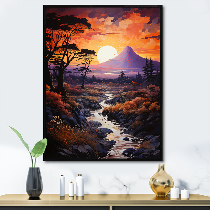 Volcano Volcanic Glow II sur impression sur toile, Cadre flottant noir, 32" H x 16" W