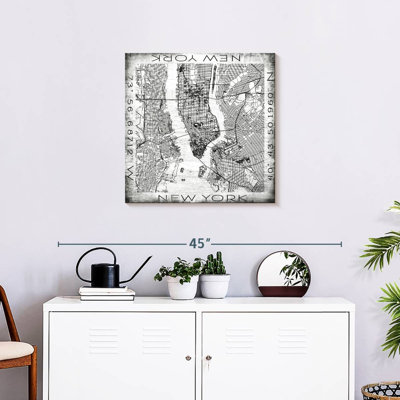 " City Map Of NY Grunge Canvas Print "