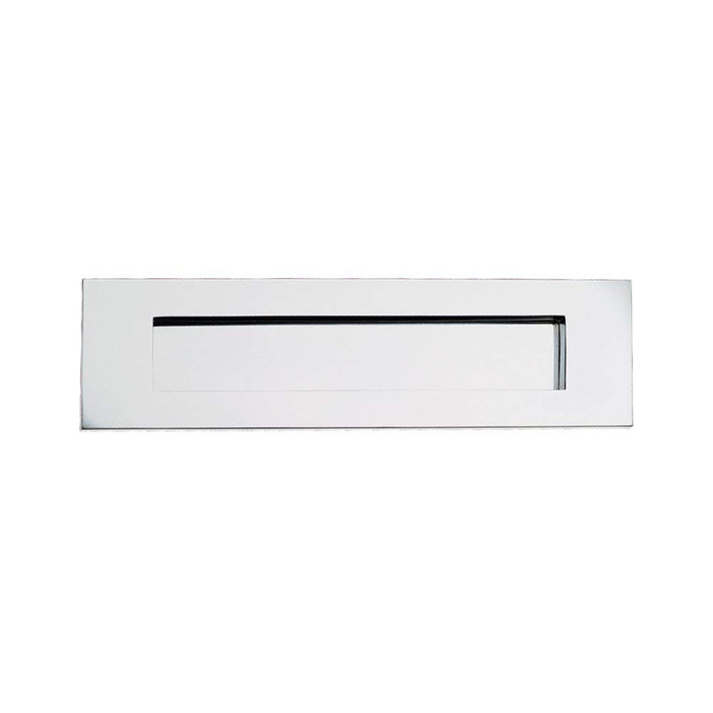  Victorian Design Postal Letter Plate in Polished Chrome Finish, Mail Slot - 12" x 4"