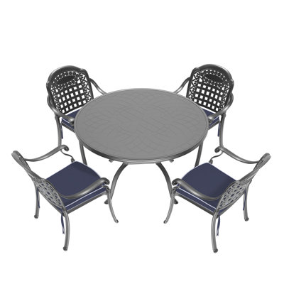 Patio Dining In Aluminum - To Sunlight, With Cushions For Eating 4 Aluminum, Protected,