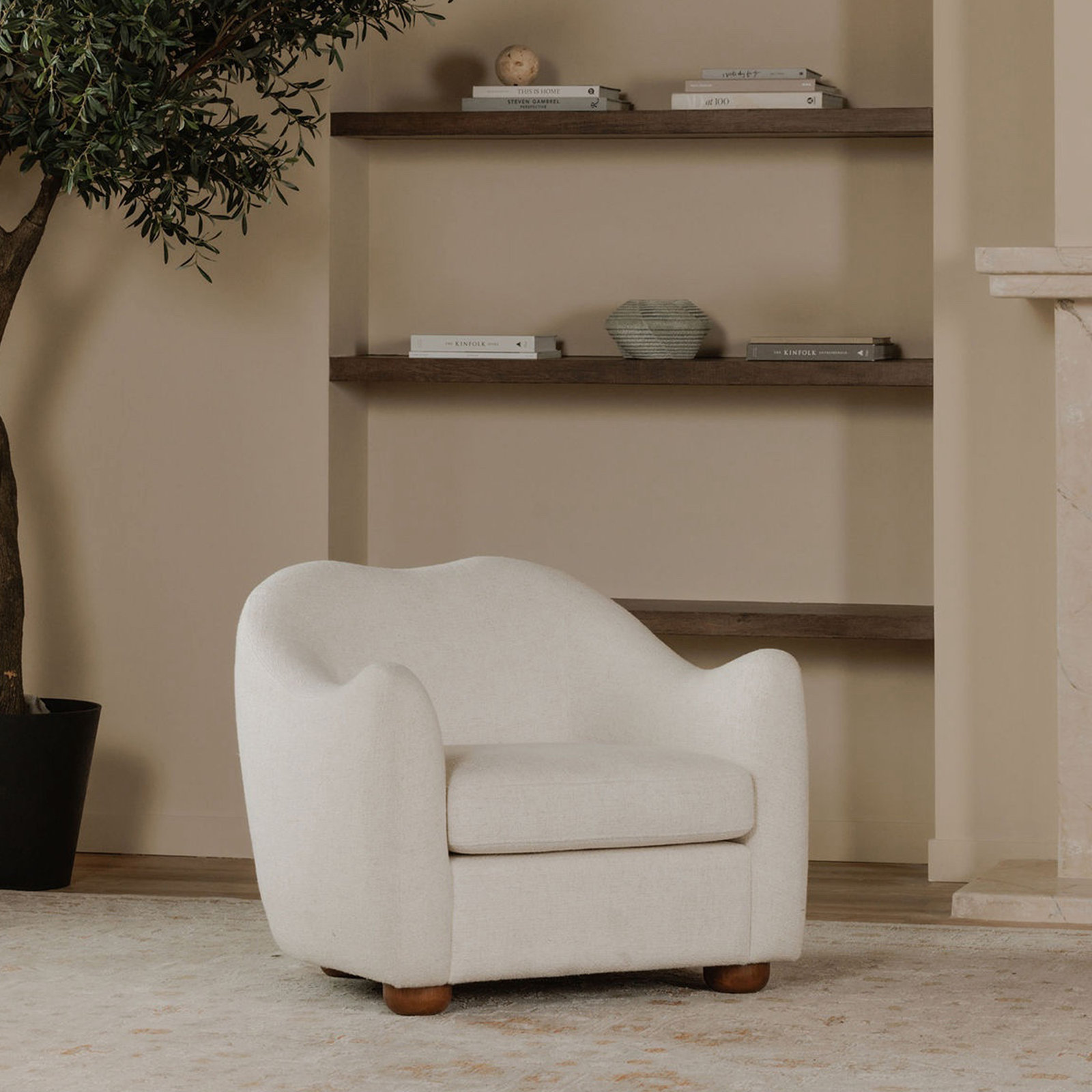 Elwood Armchair, Ecru Performance Weave