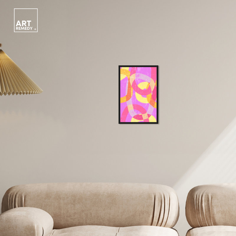 «All That Color», art abstrait géométrique moderne par Art Remedy, Cadre noir, H 16 po x l 11 po