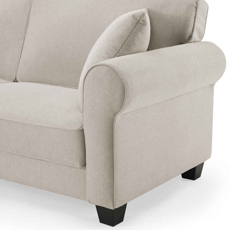 Reva 218.9Cm Rolled Arms Sofa, Off White Linen Blend