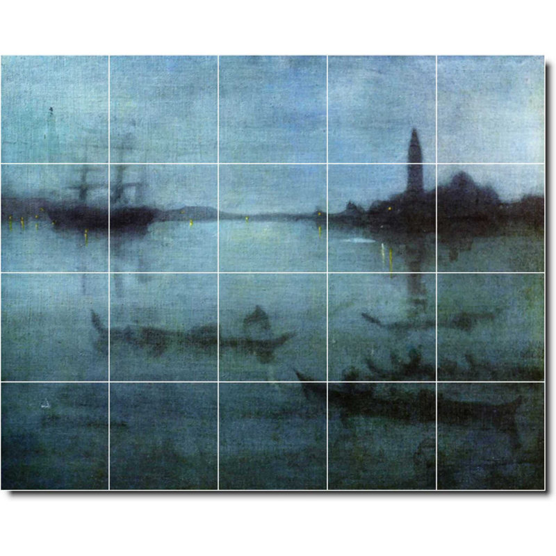 Carrelage mural décoratif en céramique 30 po x 24 po 6 po x 6 po, James Whistler, peinture sur le front de mer W0982