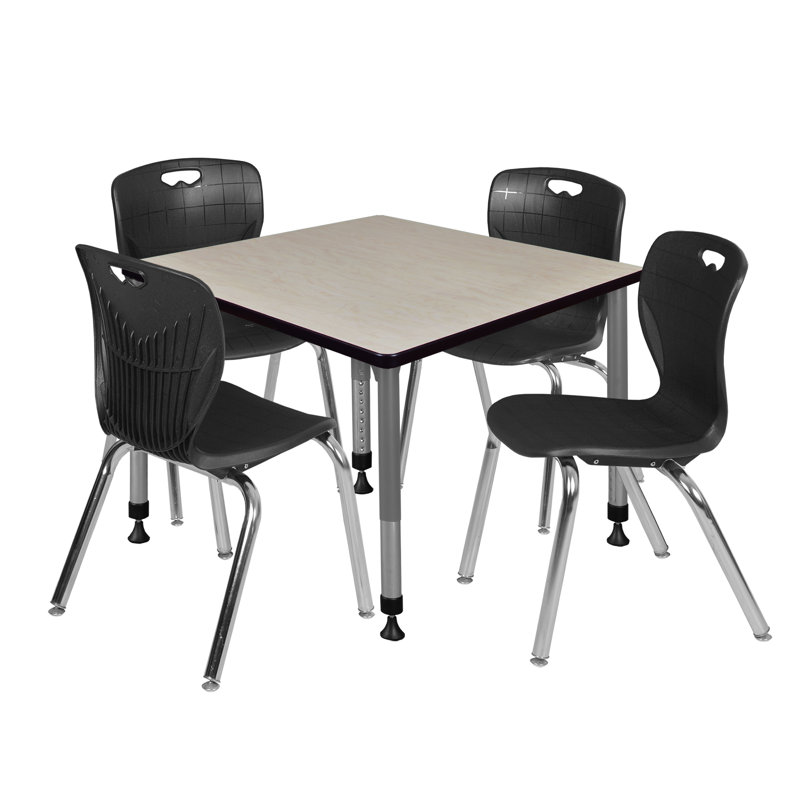 Ensemble de table de salle à manger et chaise Romig Kee, Noir, Érable, H 34 po x L 90 po x l 30 po