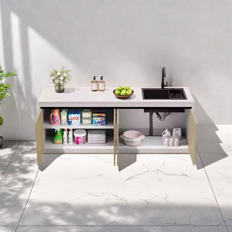 All-Weather Aluminum Wash Basin with Stone Counter