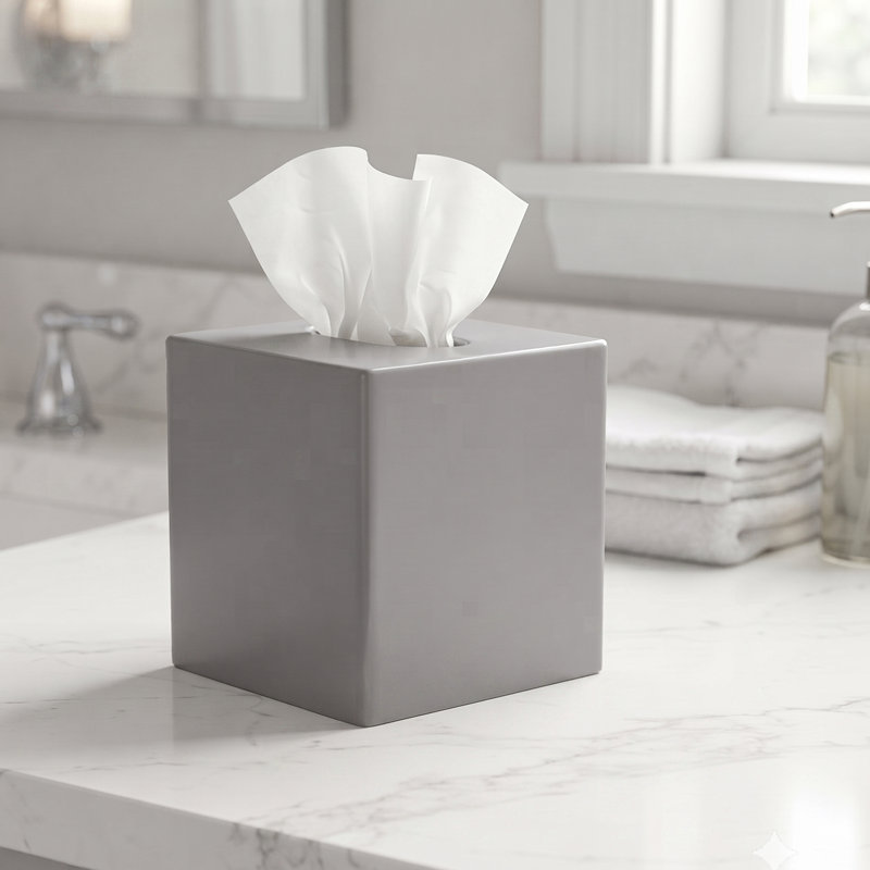 Porte-boîte de mouchoirs Basic Luxury, Gris