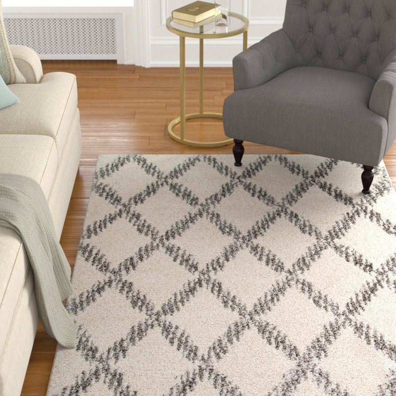 Tapis ivoire à motif géométrique Johnsburg, Rectangle 4 pi x 6 pi