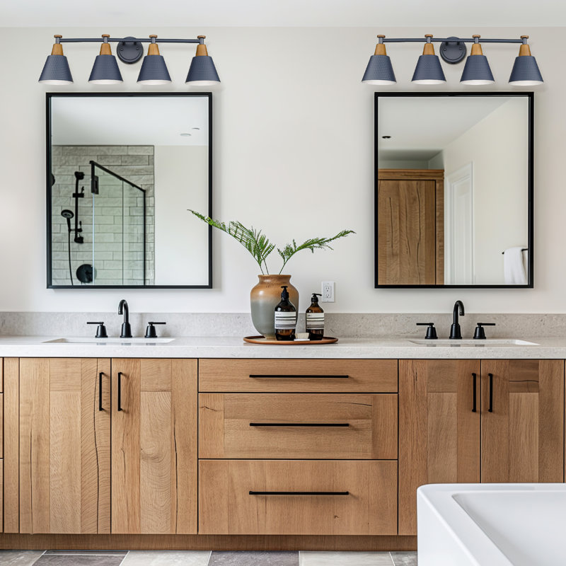 Éclairage pour salle de bain 4 lumières à intensité variable Allenport, Bleu