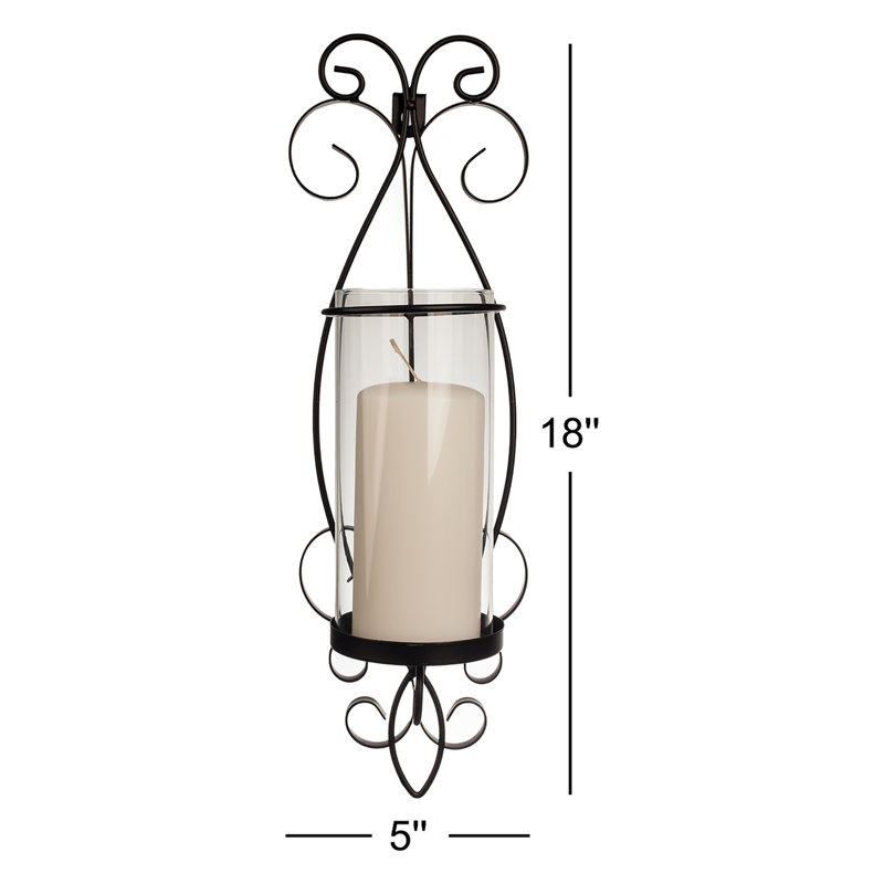 18" H Iron and Glass Outdoor Safe Wall Sconce (Set of 2)