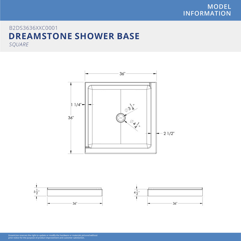 DreamStone 36" White Modern Subway Pattern Shower Kit