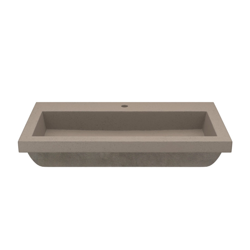Trough Handmade Rectangular Bathroom Sink, Single Hole Faucet, Earth