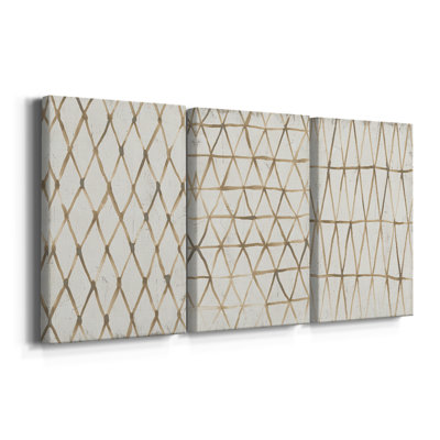 «Neutral Lattice I», toile tendue sur mesure avec châssis - 3 pièces