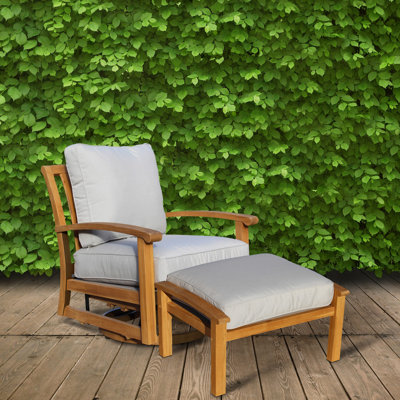 Shirk Swivel Teak Outdoor Lounge Chair with Ottoman