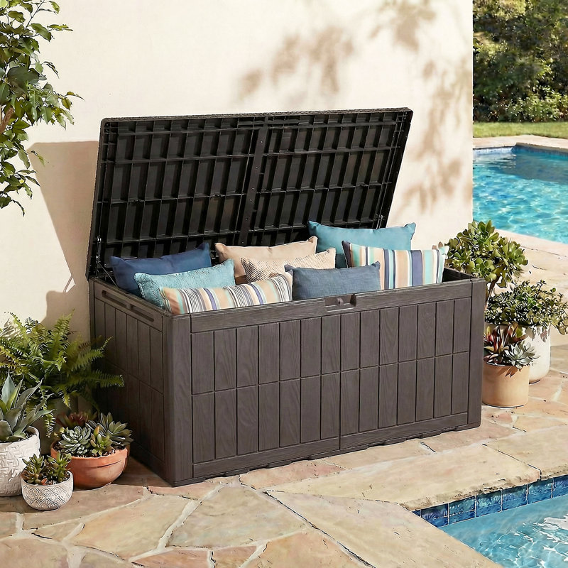 Coffre de terrasse avec verrou Balconera, 140, Marron foncé