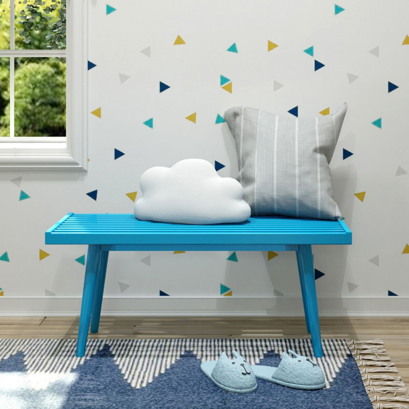 Banc en bois Levitus, Bleu sarcelle, H 17,5 po x l 41,25 po x P 16,5 po