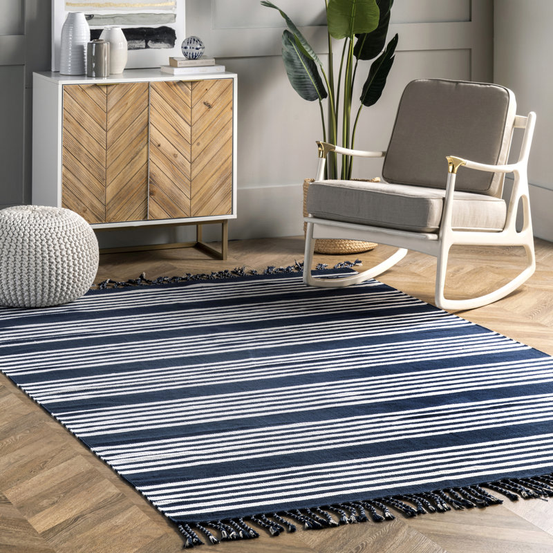 Longshore Tides Massingill Flatweave Cotton Striped Rug & Reviews | Wayfair