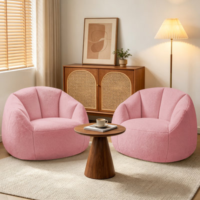 Set of 2 47" Oversized Compression Plush Microfiber Soft Shell Bean Bag Chair