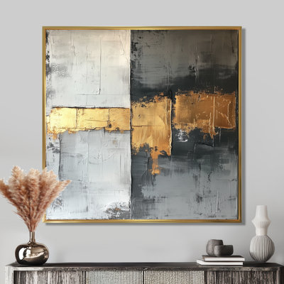 Nuncia Geometric Gold And Grey Pure Form III - abstract geometric Wall Art