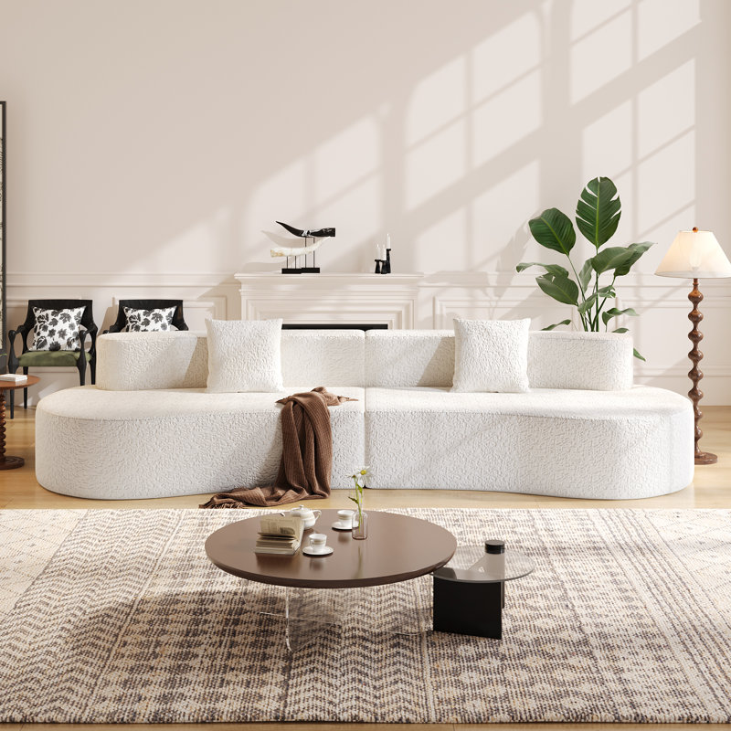 109" Modern 2 - Piece Modern Sectional Curved Sofa Couch, Chenille Modular Sectional For Living Room With Sectional 2 Throw Pillow