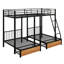 Lit double superposé double au-dessus de simple et double, lit superposé avec tiroirs de rangement, convertible en 3 lits, aucun sommier nécessaire-1702246130