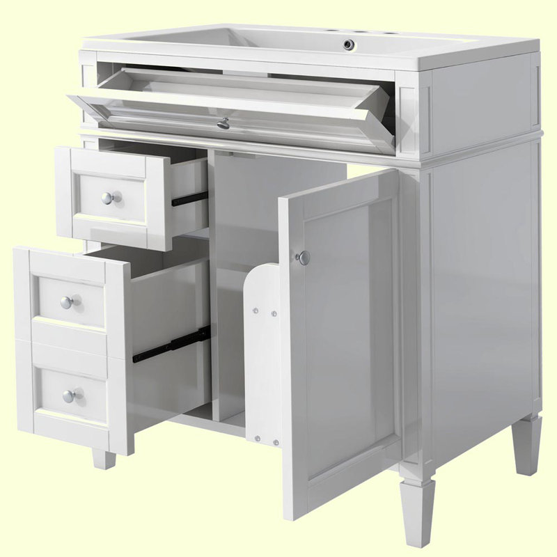 Silvya 18'' Bathroom Vanity with Top, White