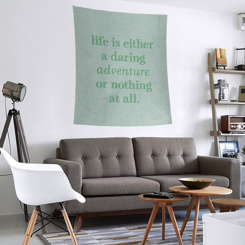Tapisserie en polyester "life quote" adventure, H 80 po x l 68 po, Vert