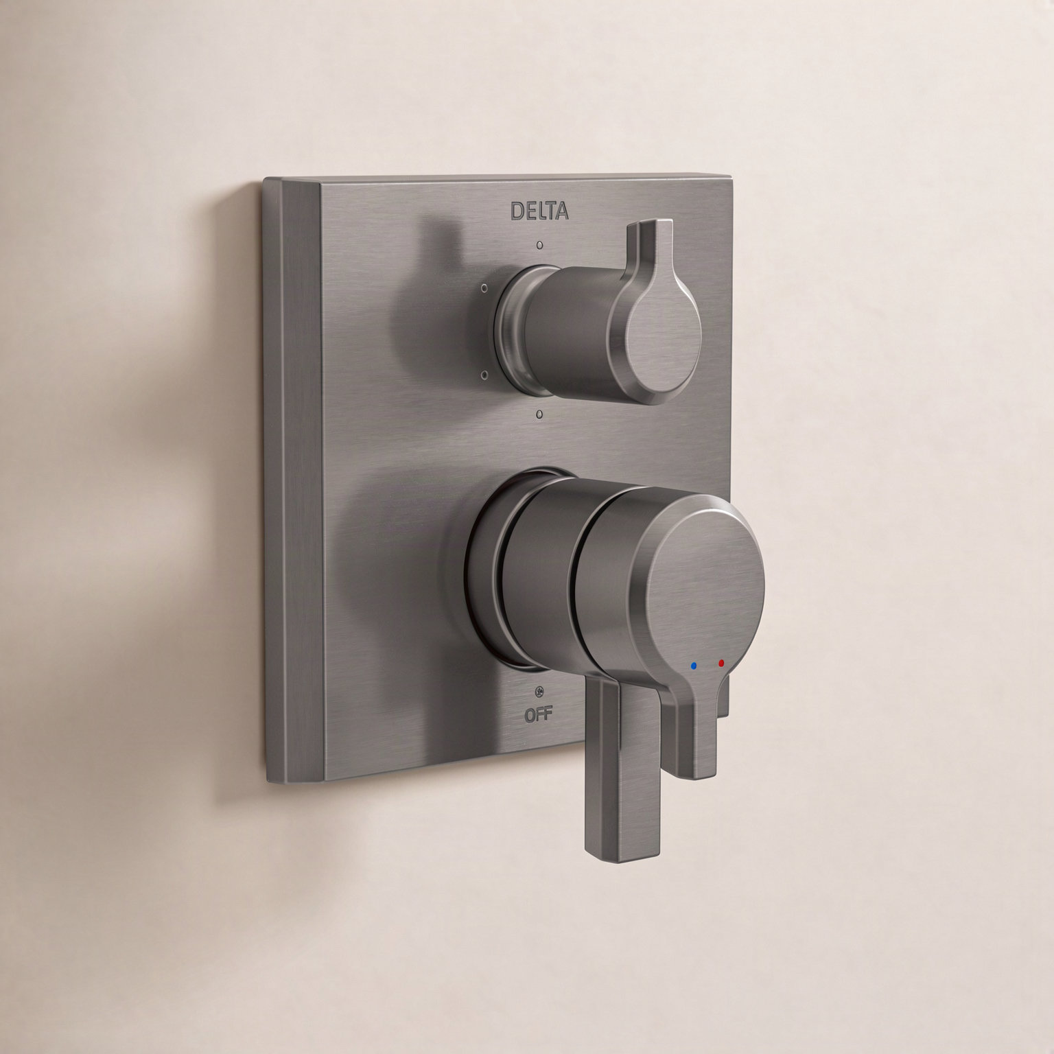 Pivotal 2-Handle Monitor Faucet Trim, Lumicoat Black Stainless