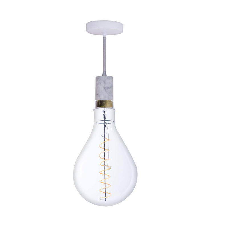 LED Arkin 4 Watt 13" Pear Shaped Bulb and Pendant Kit, White Marble