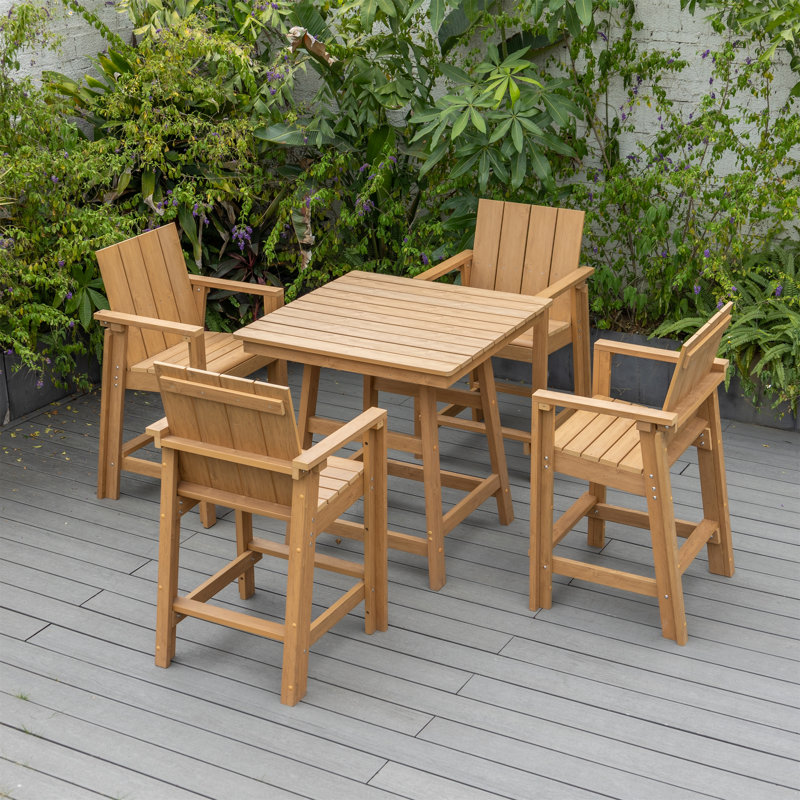 Lareau - Ensemble de table et 4 chaises à hauteur de comptoir - Teck