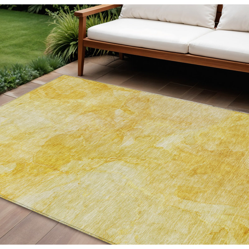 Tapis intérieur / extérieur 8 pi x 10 pi jaune lavable nautique